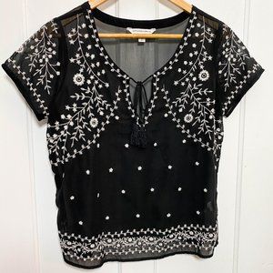 American Eagle Embroidered Sheer Blouse